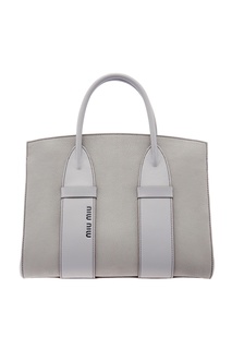 Серая сумка из двух видов кожи Miu Miu
