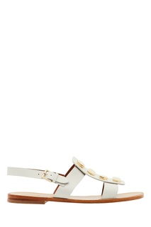 Белые кожаные сандалии с декором Emporio Armani