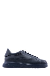 Черные кожаные кроссовки на платформе Emporio Armani