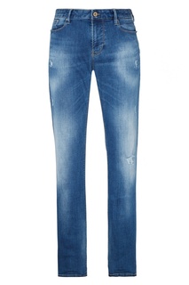 Голубые джинсы с потертостями Emporio Armani