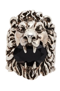 Серебристое кольцо с головой льва Gucci