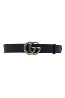 Синий кожаный ремень с пряжкой GG Gucci Man