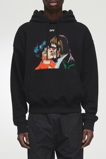 Черное худи с принтом Off White