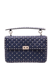 Синяя стеганая сумка Valentino Garavani Rockstud Spike