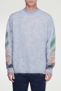 Серый фактурный свитер Off White