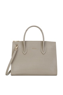Бежевая кожаная сумка Pin Furla