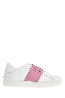 Белые кеды Open с розовой полосой Valentino