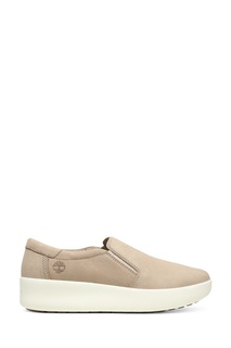 Бежевые кожаные слипоны Timberland