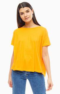 Оранжевая хлопковая футболка оверсайз United Colors of Benetton