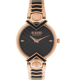 Часы круглой формы с золотистым металлическим браслетом Versus