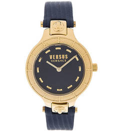 Кварцевые часы с кожаным ремешком с выделкой под рептилию Versus