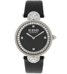 Кварцевые часы с ремешком из сафьяновой кожи Versus