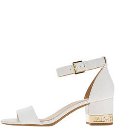 Белые кожаные босоножки на каблуке Michael Michael Kors