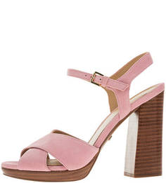 Розовые замшевые босоножки на каблуке Michael Michael Kors