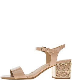 Бежевые лаковые босоножки на каблуке Michael Michael Kors