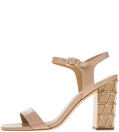 Бежевые лаковые босоножки на каблуке Michael Michael Kors