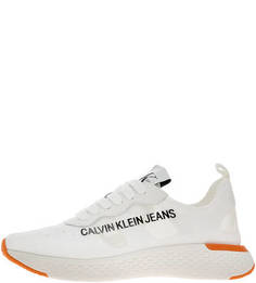 Текстильные летние кроссовки белого цвета Calvin Klein Jeans
