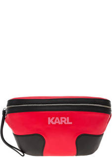 Вместительная поясная сумка из гладкой кожи Karl Lagerfeld