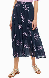 Расклешенная синяя юбка из вискозы Selected