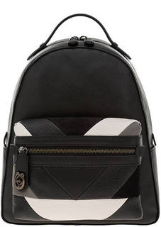 Городской черный рюкзак из натуральной кожи Coach