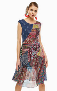 Разноцветное платье средней длины Desigual