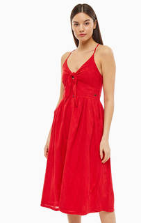 Красное платье-сарафан с расклешенной юбкой Superdry