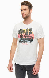 Белая футболка из хлопка с ярким пляжным принтом Jack & Jones