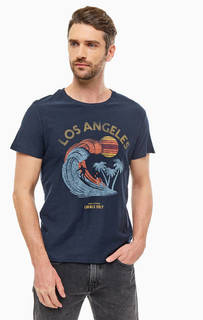 Темно-синяя футболка из хлопка с ярким пляжным принтом Jack & Jones