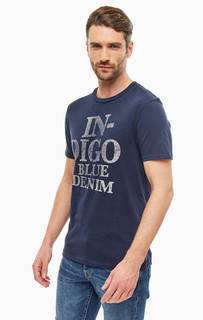 Хлопковая футболка синего цвета с круглым вырезом и короткими рукавами Jack & Jones