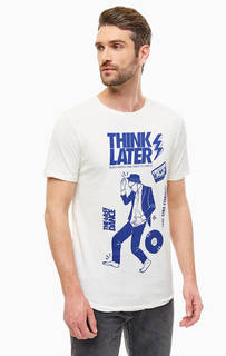 Хлопковая футболка белого цвета с контрастным принтом Jack & Jones