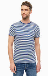 Футболка из хлопка в сине-белую полоску Selected