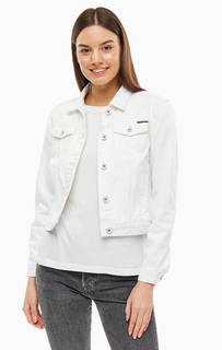 Короткая джинсовая куртка белого цвета Superdry