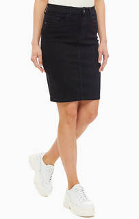 Черная джинсовая юбка с карманами Only