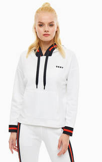 Белая толстовка с карманом-кенгуру Dkny