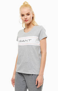 Серая футболка с логотипом бренда Gant