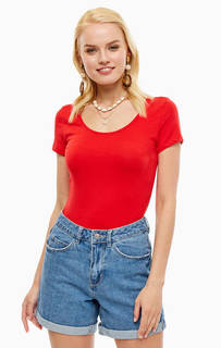 Однотонная хлопковая футболка с короткими рукавами Vero Moda