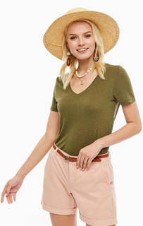 Футболка цвета хаки с высоким содержанием льна Vero Moda