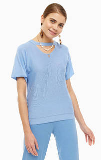 Синий джемпер с короткими рукавами Stefanel