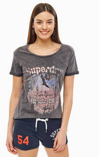 Серая хлопковая футболка с принтом Superdry