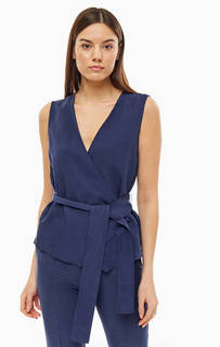 Блуза темно-синего цвета с запахом Stefanel