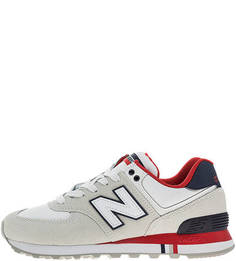 Серые замшевые кроссовки с текстильными вставками 574 New Balance