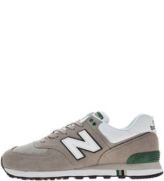Серые замшевые кроссовки с текстильными вставками 574 New Balance