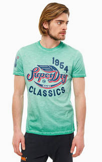Футболка мятного цвета с ярким принтом Superdry
