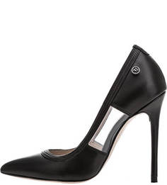 Черные туфли с прозрачными вставками Trussardi Jeans