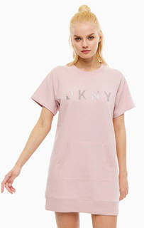 Платье из хлопка с объемным принтом Dkny