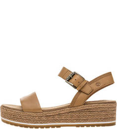 Бежевые кожаные босоножки на платформе Santorini Sun Timberland