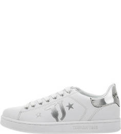 Белые кеды с блестящей отделкой Trussardi Jeans