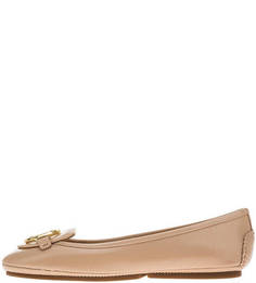 Бежевые кожаные балетки с металлическим декором Michael Michael Kors
