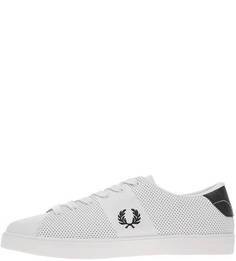Белые кожаные кеды с перфорацией Fred Perry