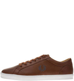 Коричневые кожаные кеды Fred Perry